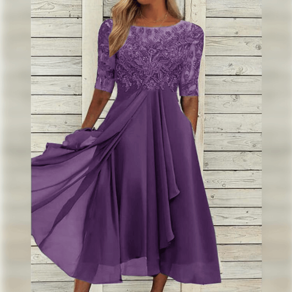 Variant image for Damen Midi Kleid Elegantes Design Leichtes Material für Hochzeitsgast und Sommerveranstaltungen-14