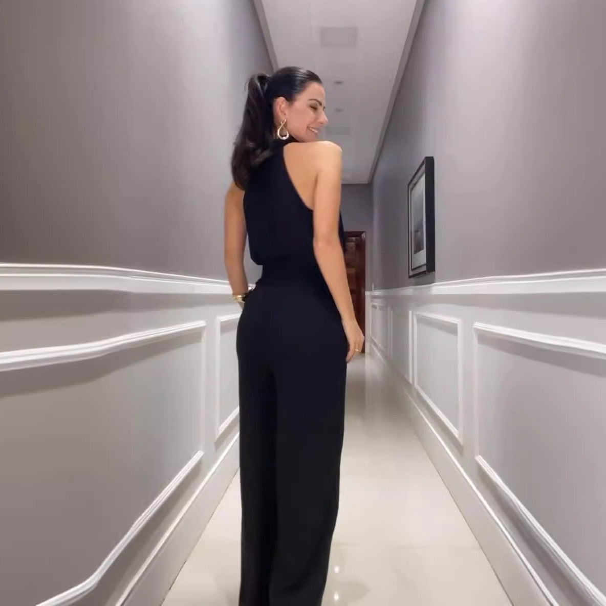 Damen Jumpsuit Elegant Sommer Polyester für Stilvolle Anlässe-3