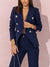 Damenanzug Set Eleganter Blazer und Hose Dunkelblau Hochwertiger Stoff-1