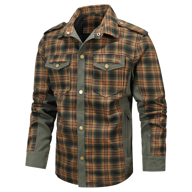 Herren Flanellhemd Langarm Klassisch Baumwolle-Polyester