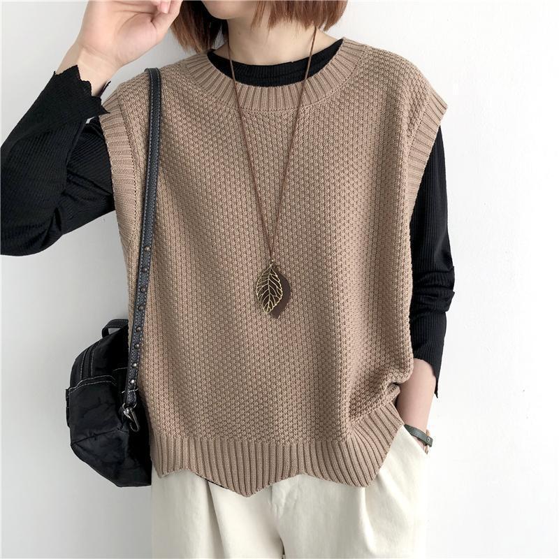 Damenpullover Ärmellos Rundhalsausschnitt Baumwolle Modern