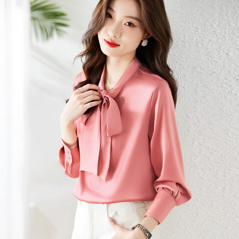 Damen Bluse Elegant Silkelook Klassisch für Festliche Anlässe