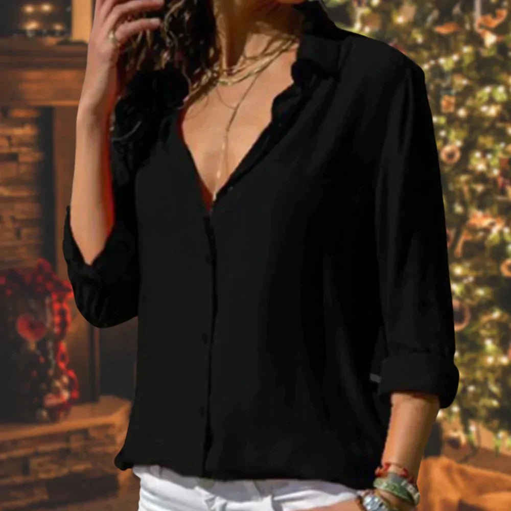 Variant image for Damen Bluse Satin Elegant Femininer Schnitt Für Festliche Anlässe Weiße Bluse-15