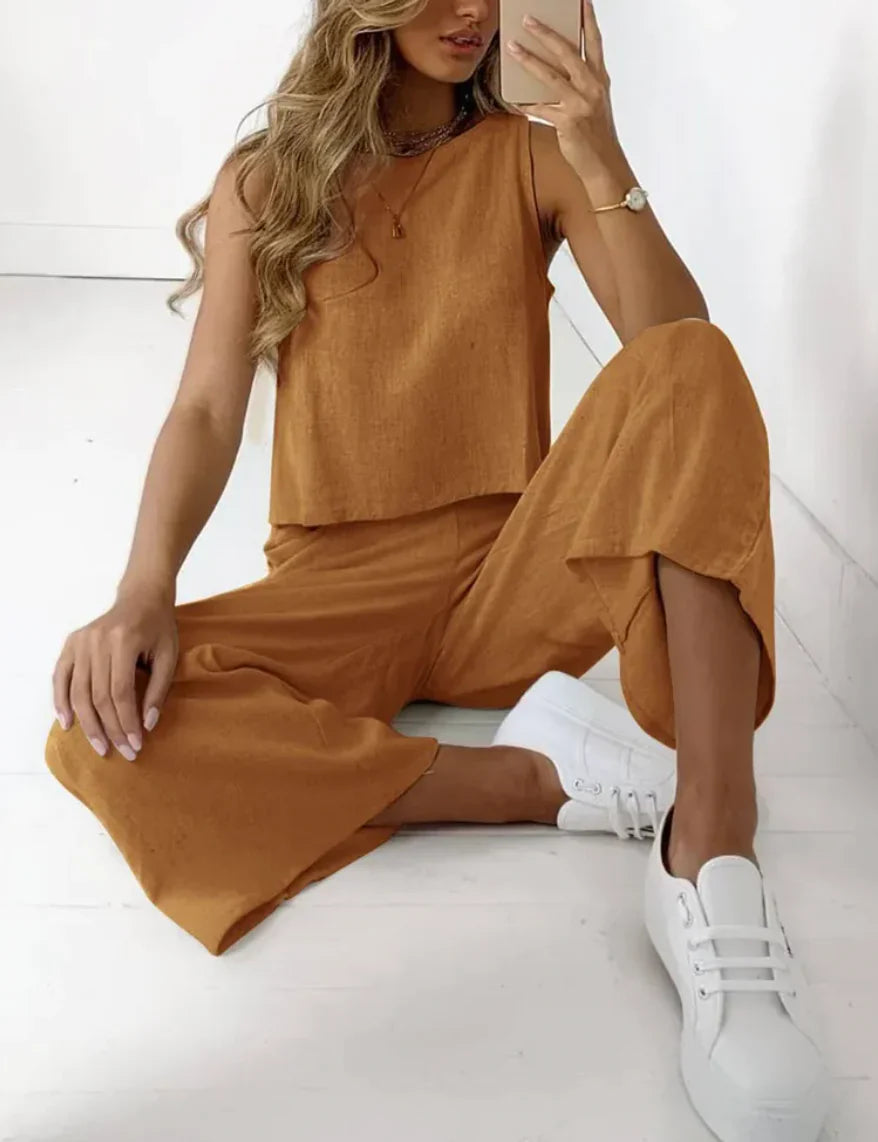 Variant image for Damen Wäscheset Ärmelloses Top und Pants Baumwolle-38