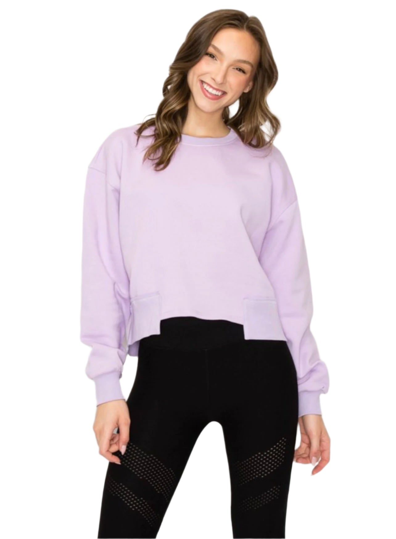Oversized Sweatshirt für Damen, Gekürzte Form, Lila 0