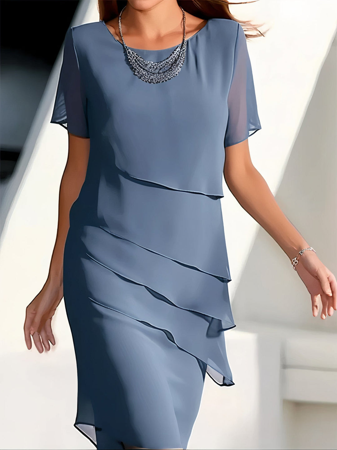 Variant image for Damen Chiffonkleid Festlich Bodendesign 100% Chiffon-15