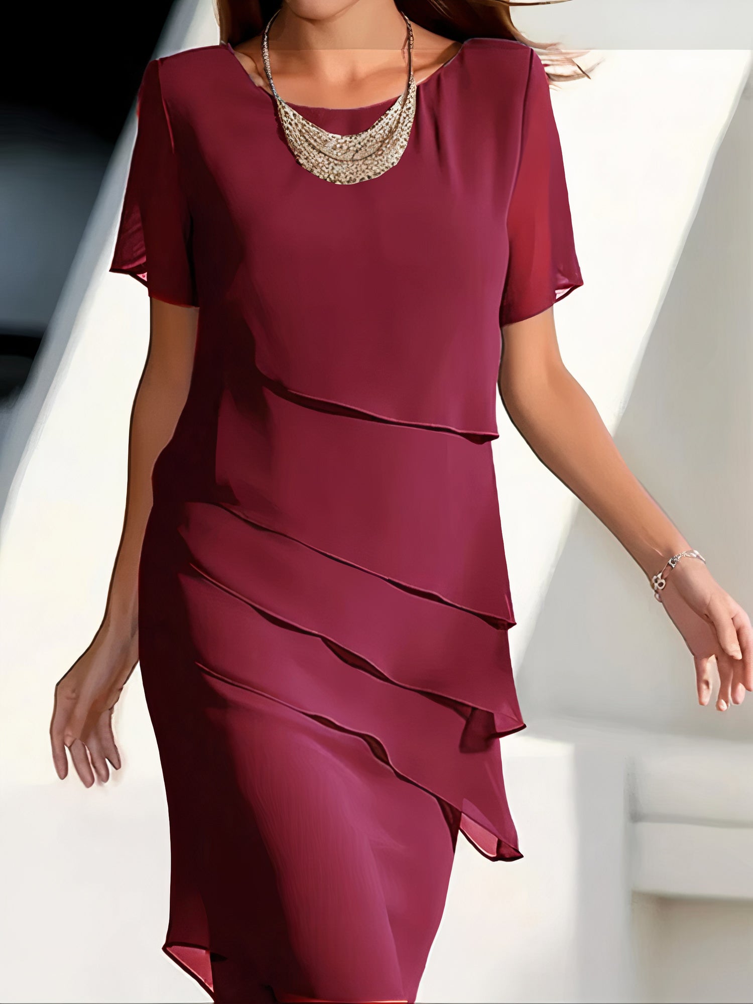Variant image for Damen Chiffonkleid Festlich Bodendesign 100% Chiffon-1