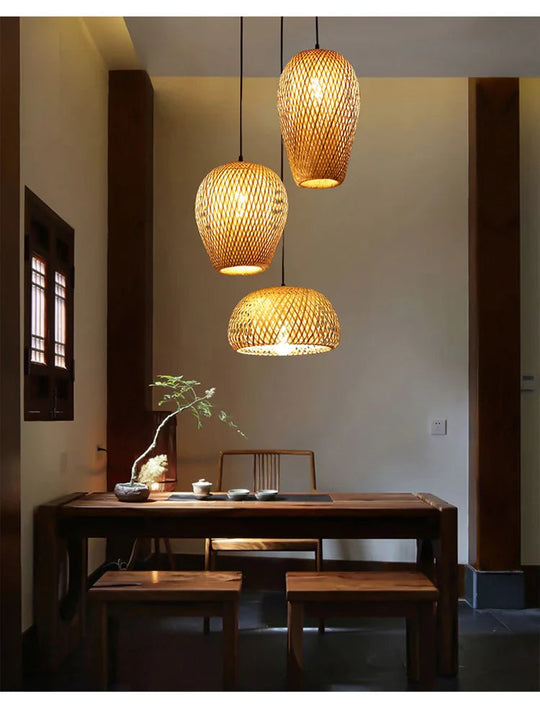 Pendelleuchte Rattan Stilvoll für Wohn- und Schlafzimmer 8