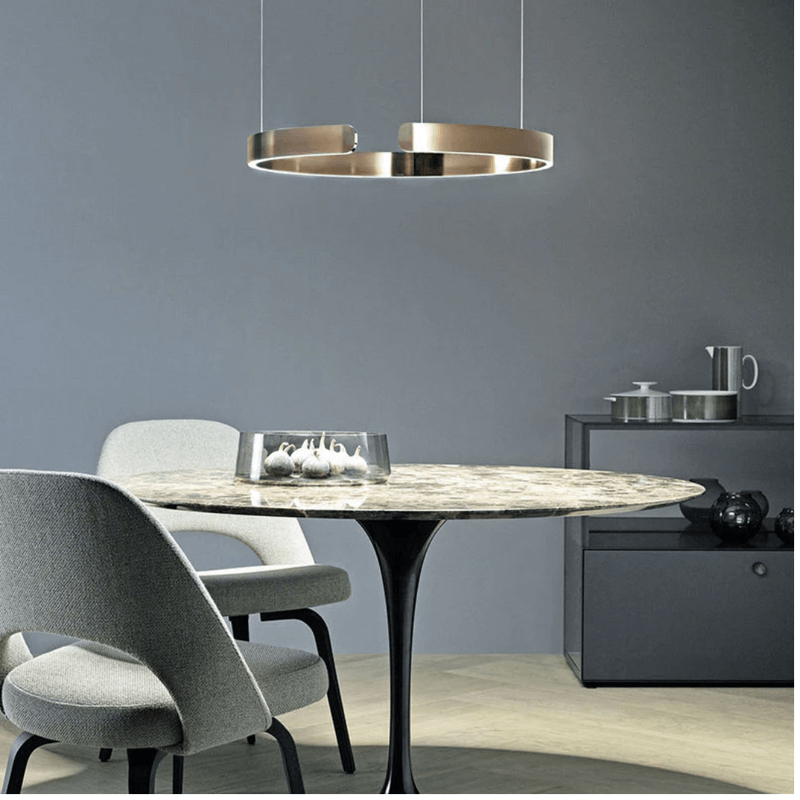 Pendelleuchte im Kreisdesign für Esszimmer und Wohnzimmer, Dimmbar, Höhenverstellbar, Energieeffiziente LED Hängelampe 0