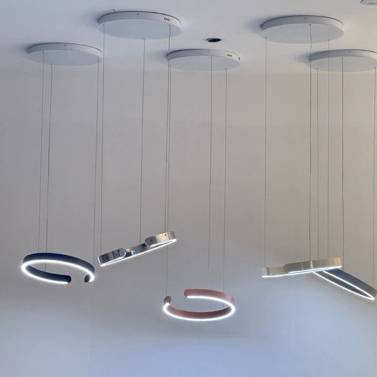 Pendelleuchte im Kreisdesign für Esszimmer und Wohnzimmer, Dimmbar, Höhenverstellbar, Energieeffiziente LED Hängelampe 6