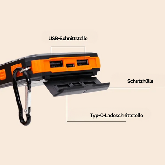 Powerbank 20000mAh Solar Mit Taschenlampe Für Unterwegs 7