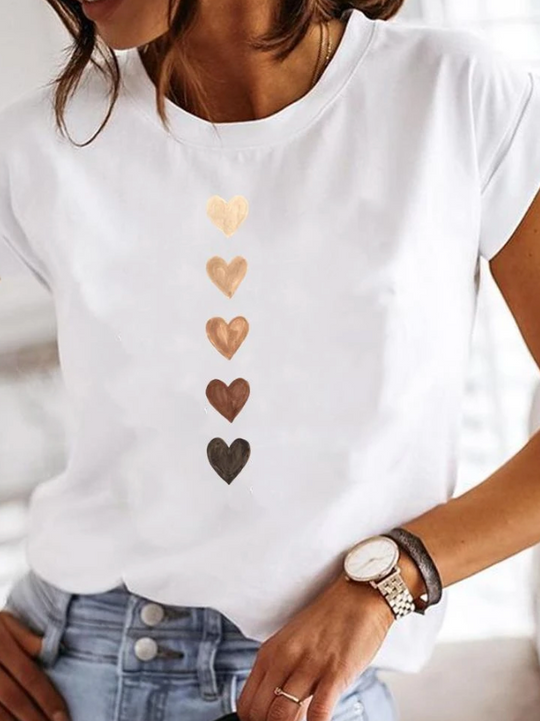Damen T-Shirt Bedruckt Modernes Design Atmungsaktive Baumwolle-1