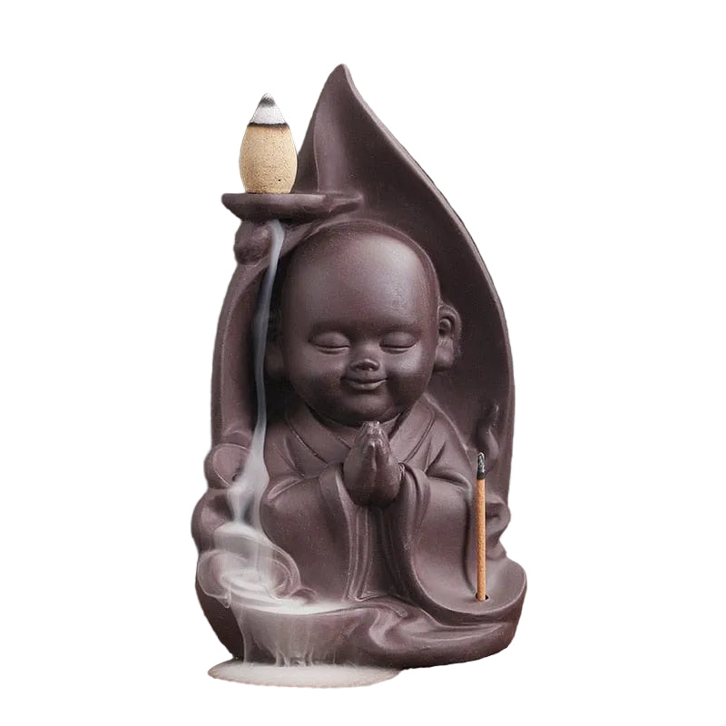 Räucherstäbchenhalter Zen-Mönch mit Schüssellift für Meditation und Entspannung 0