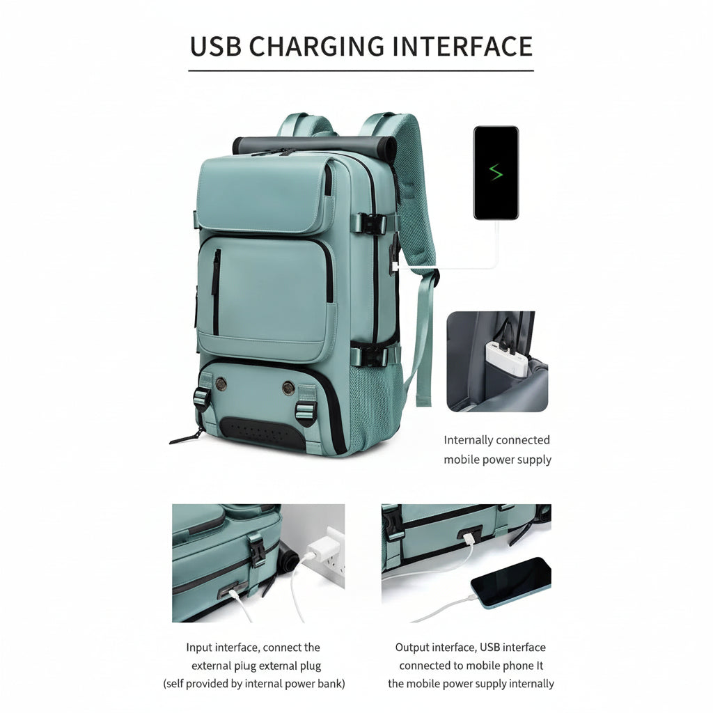 Reiserucksack Herren Damen mit USB-Anschluss und großem Stauraum für Reisen und Schule 5