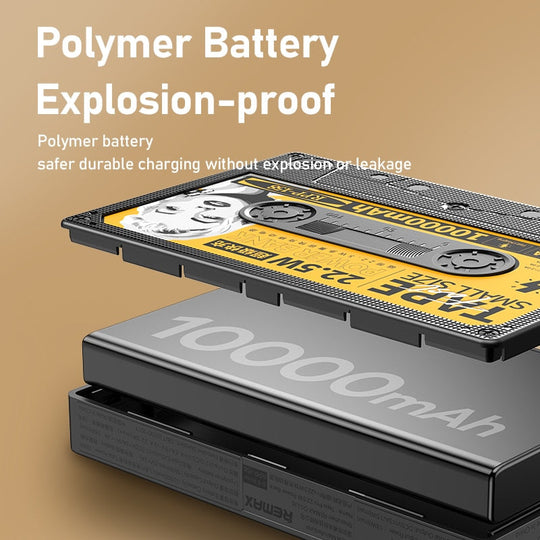 Retro Powerbank im Kassetten-Design 10000 mAh Tragbar USB Typ-C 4