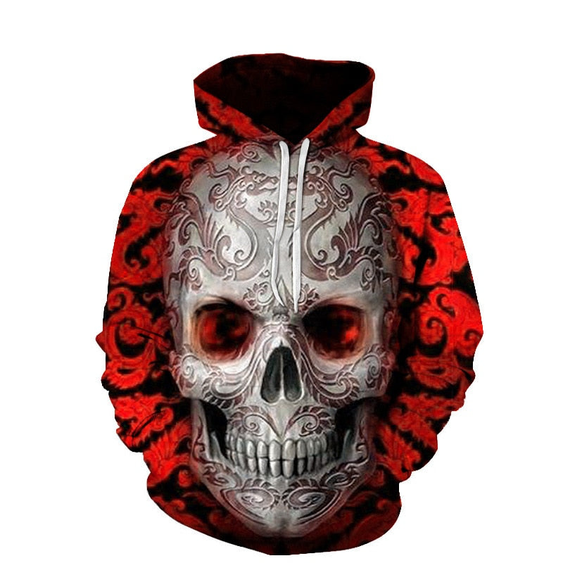 Roter Hoodie Mit Totenkopf