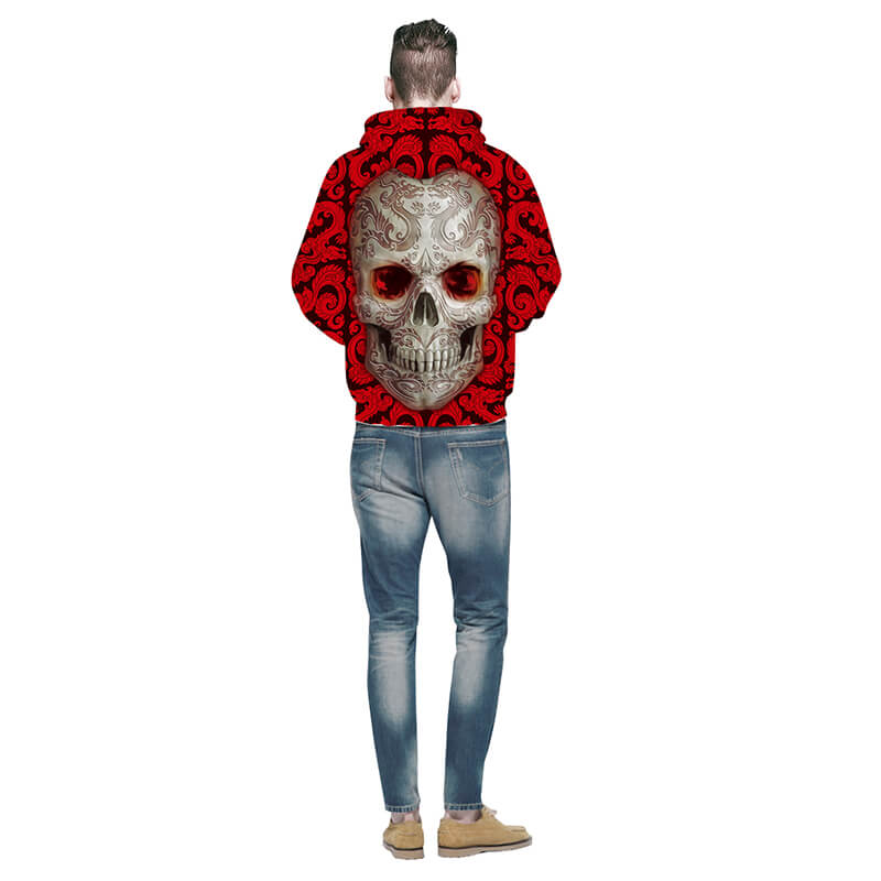 Roter Hoodie Mit Totenkopf