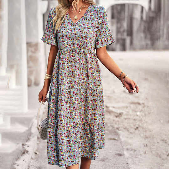 Variant image for Damen Kleid Floral Leicht Baumwolle für Sommerausflüge-25
