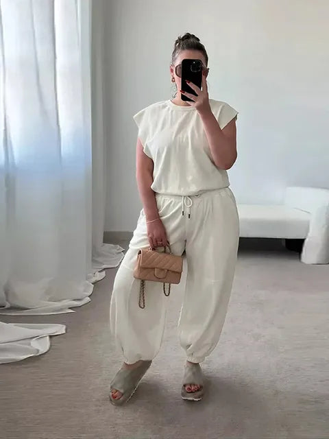 Damen Jumpsuit Lässig mit Kordelzug und Offenem Rücken aus Polyester-2