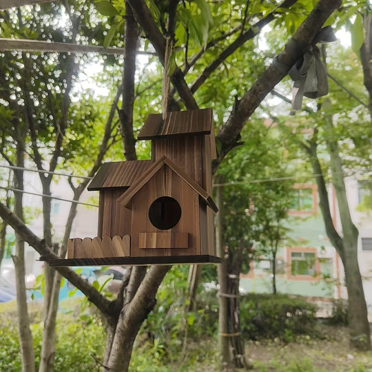 Rustikales Vogelhaus für Garten mit mehreren Nistkammern 4