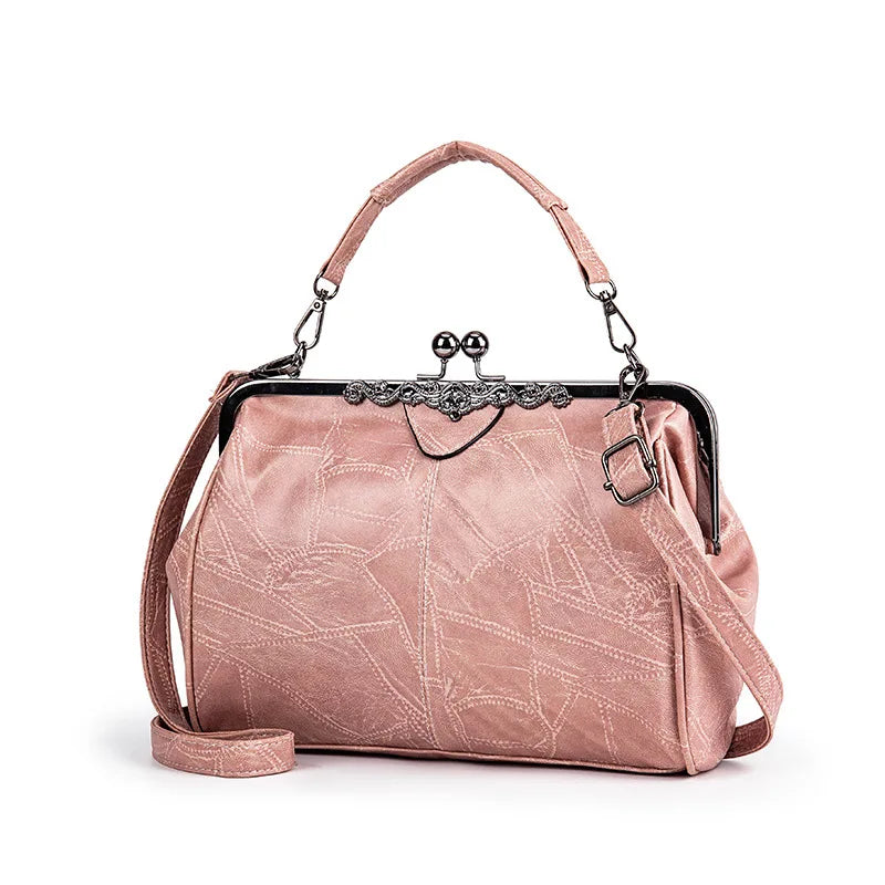 Damen Handtasche Retro-Chic Kunstleder Geräumig Elegant 2