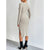 Damen Midi Kleid Gerippt Elegante Passform Baumwollmix mit Seitenschlitz 3