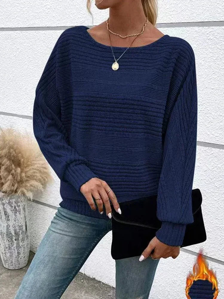 Damen Pullover Gestreift Lockere Passform Baumwollmischung 5