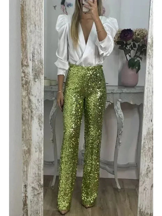 Damen Hosen mit Pailletten Elegante Partyhosen aus Polyester für besondere Anlässe 5