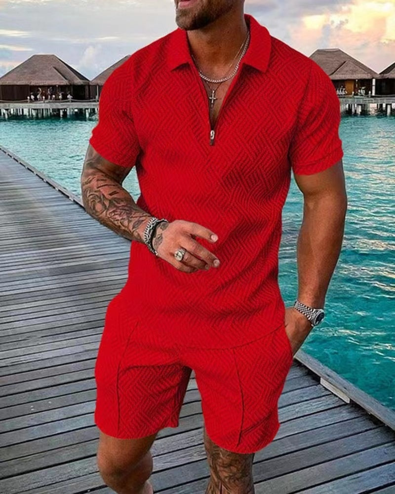 Variant image for Herren Set T-Shirt und Shorts Lässiger Stil 100% Baumwolle-17