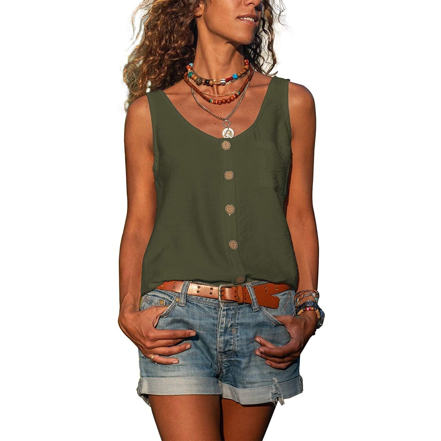 Damen Tanktop Slim Fit Baumwolle Ibiza Stil-5