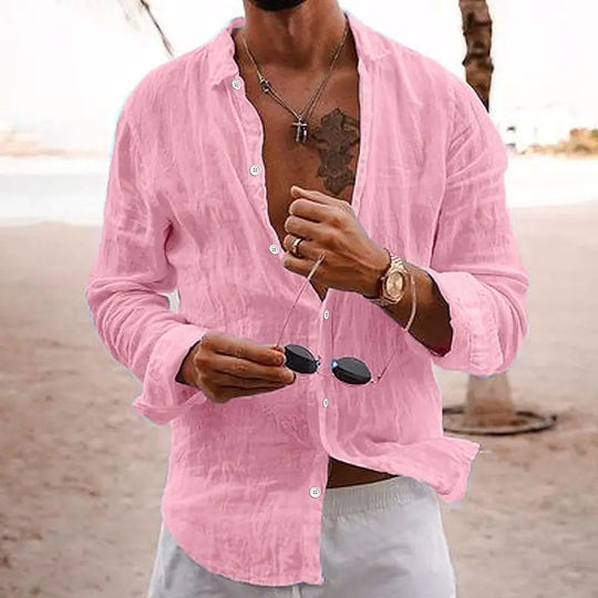 Variant image for Herren Leinenhemd Atmungsaktiv Casual Sommer Hemd aus Leinencotton-37