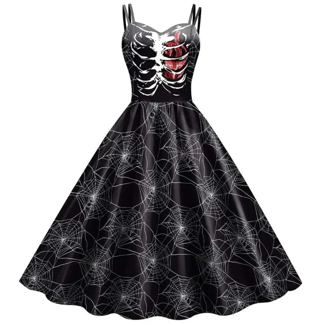 Variant image for Damen Gothic Kleid A-Linie Vintage Stil Hochwertiger Stoff-5