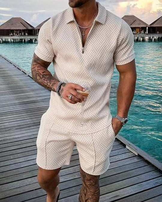 Variant image for Herren Set T-Shirt und Shorts Lässiger Stil 100% Baumwolle-1