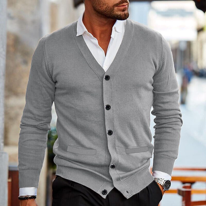 Herren Strickjacke Moderner Cardigan Atmungsaktives Material 6