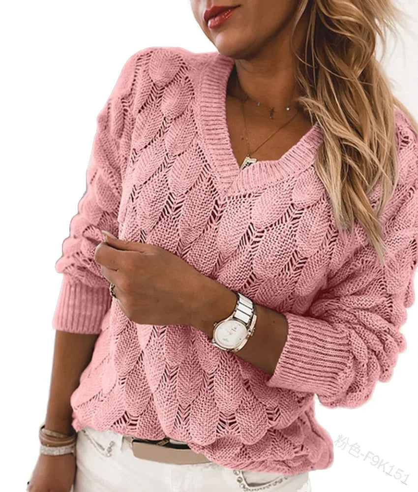 Variant image for Damen Strickpullover V-Ausschnitt Komfortabler Acryl-Wollmix-11