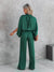 Damen Jumpsuit Festlich Eleganter Polyester Overall mit Weitem Bein und Langen Ärmeln-4