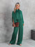 Damen Jumpsuit Festlich Eleganter Polyester Overall mit Weitem Bein und Langen Ärmeln-2