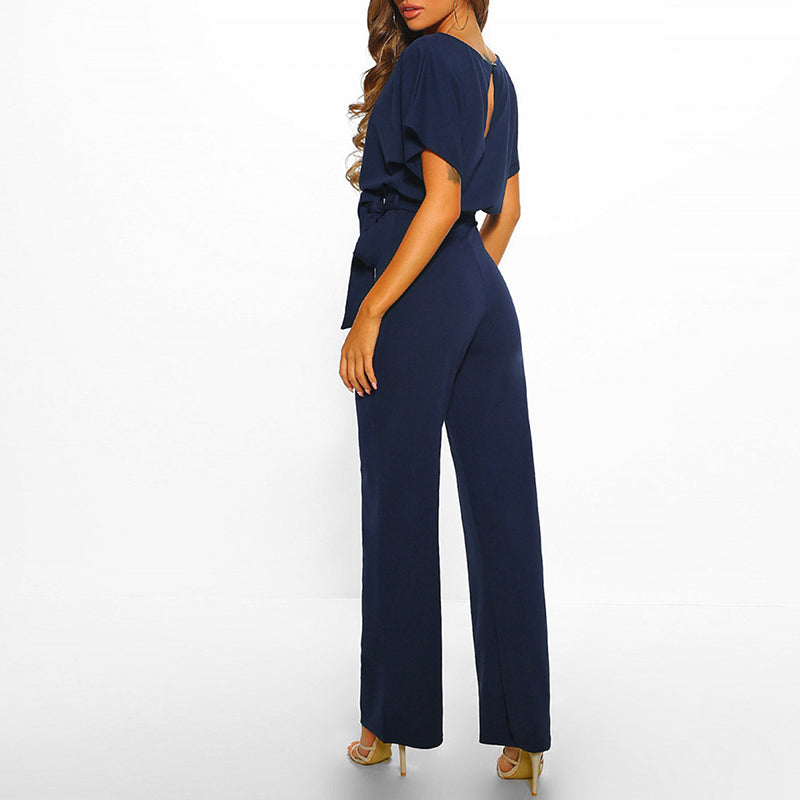 Damen Jumpsuit Elegant mit Breiten Beinen aus Polyester für Festliche Anlässe-6
