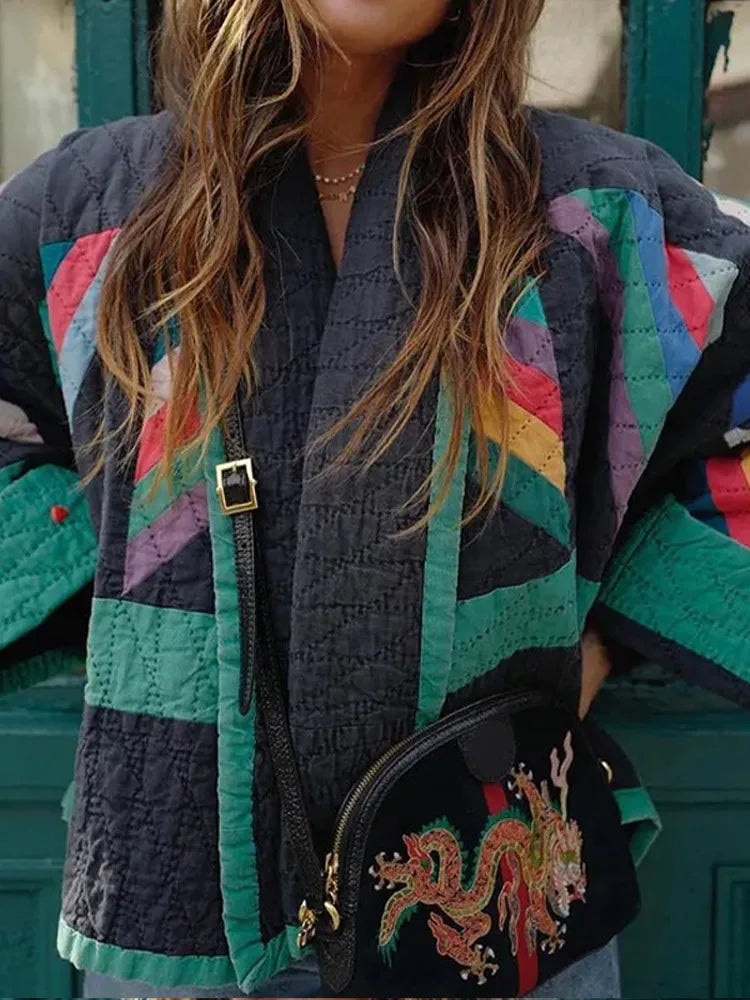 Damenjacke Gepolstert Gestreiftes Design Polyester 5