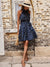 Damen Mini Kleid Rüschen mit Gürtel Hochwertige Stoffe 2