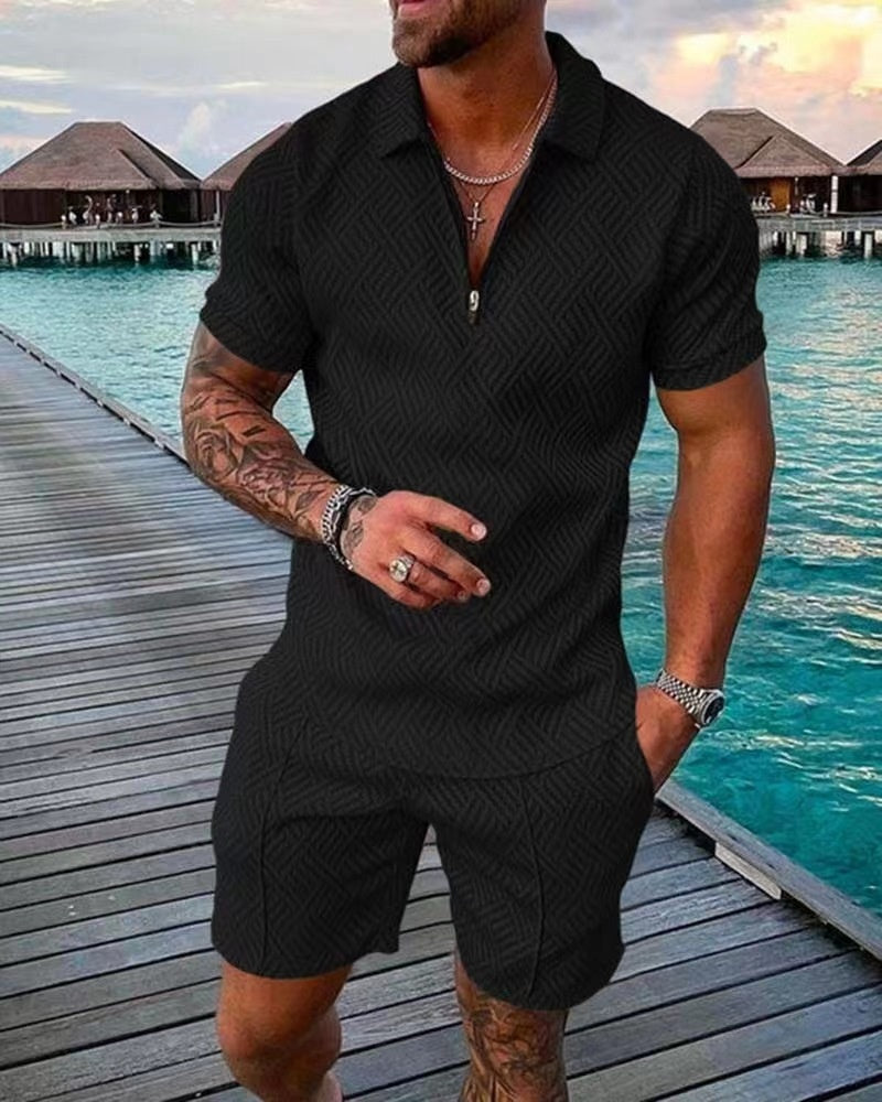 Variant image for Herren Set T-Shirt und Shorts Lässiger Stil 100% Baumwolle-9
