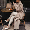 Damen Fleecejacke Beige Elegant Lang Polyester Warm Oversized-1