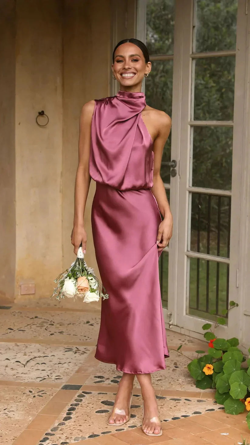 Variant image for Damen Abendkleid One-Shoulder Satin Elegantes Cocktailkleid für Festliche Anlässe-1