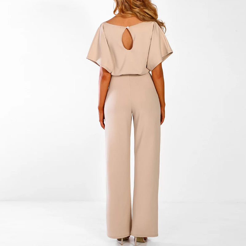 Damen Jumpsuit Elegant mit Breiten Beinen aus Polyester für Festliche Anlässe-2