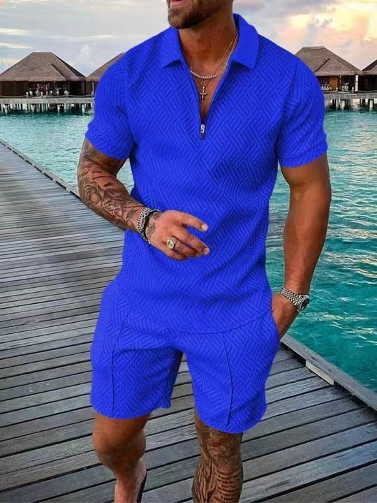 Variant image for Herren Set T-Shirt und Shorts Lässiger Stil 100% Baumwolle-33