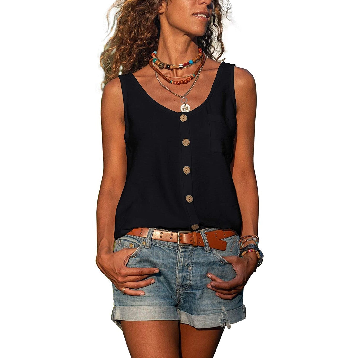 Variant image for Damen Tanktop Slim Fit Baumwolle Ibiza Stil-25
