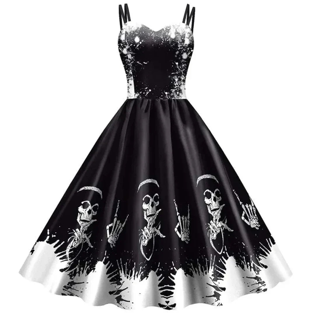 Variant image for Damen Gothic Kleid A-Linie Vintage Stil Hochwertiger Stoff-13