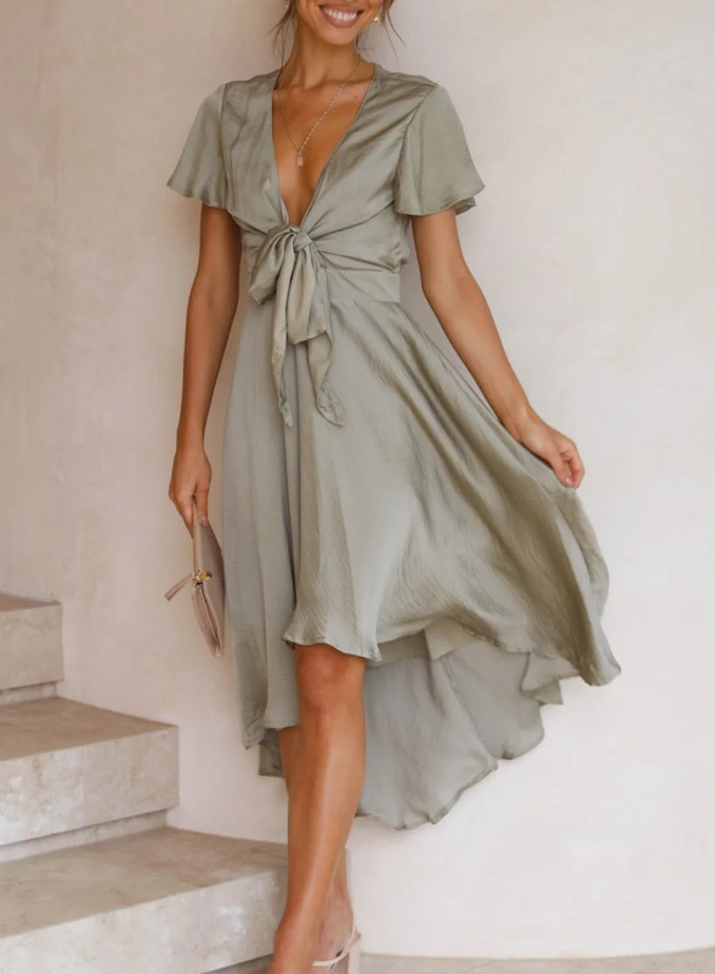 Damen Maxikleid Festlich Atmungsaktives Material für Hochzeitsgast und Sommer 1