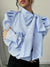 Damen Oversized Bluse mit Schleife Baumwolle-5