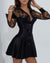 Variant image for Damen Hemdblusenkleid mit Kontrastspitze Langarm für Festliche Anlässe-1